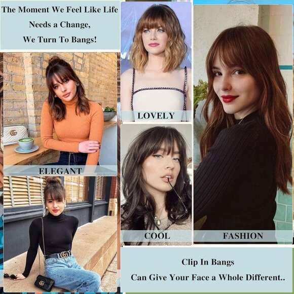 Clip In Bangs Human Hair French Brown Black Fake Style Daily Wear main image 4
